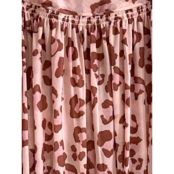 FP Free People Pink Animal Print Black Crop Bubble Hem Blouse Medium Lined - Picture 5 of 7